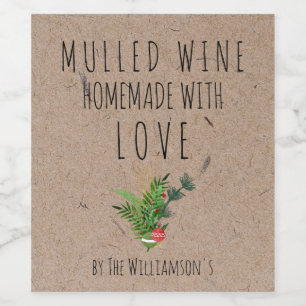 Étiquette Pour Bouteilles De Vin Vin Chaud Fait avec Amour  Étiquette en Papier Kra