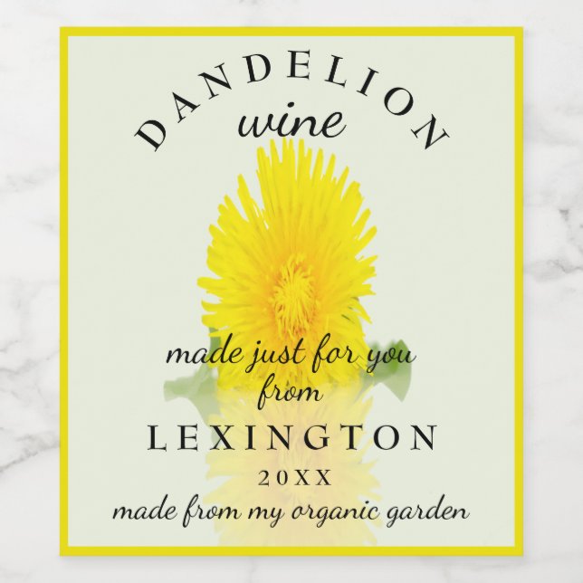 Étiquette Pour Bouteilles De Vin Vin Dandelion Bio Maison (Étiquettes simples)