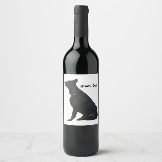 Étiquette Pour Bouteilles De Vin Vin de chien noir (Devant)