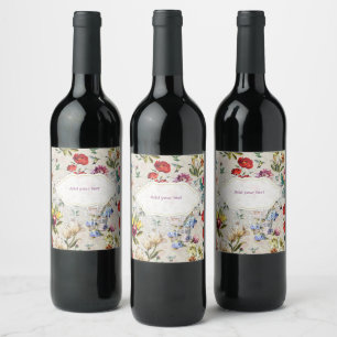 Étiquette Pour Bouteilles De Vin Vin de création d'aquarelle florale de l'époque vi