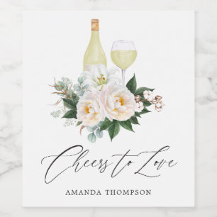 Étiquette Pour Bouteilles De Vin Vin de dégustation de mariage bohème blanc floral