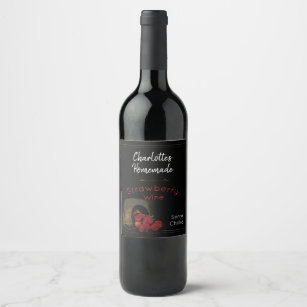 Étiquette Pour Bouteilles De Vin Vin de fraise noir personnalisé