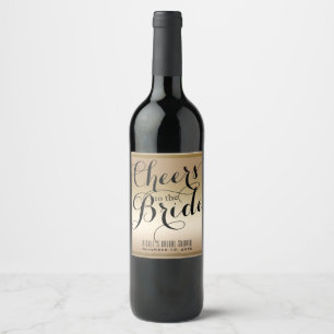 Étiquette Pour Bouteilles De Vin Vin de mariage Gold & Black CHEERS TO THE BRIDE