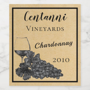 Étiquette Pour Bouteilles De Vin Vin d'encre Verre raisins Vieux Arrière - plan de