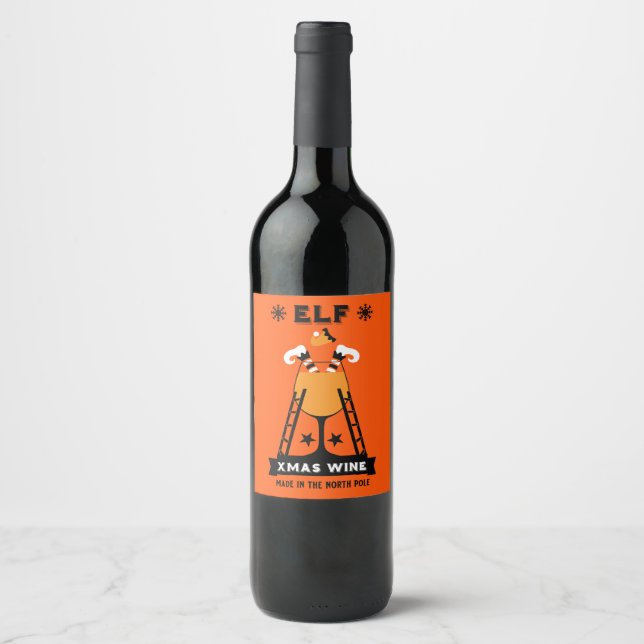 Étiquette Pour Bouteilles De Vin Vin Elf Christmas (Devant)