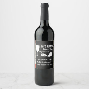 Étiquette Pour Bouteilles De Vin Vin et raisins, tableau noir floral Bar à vin/Cave
