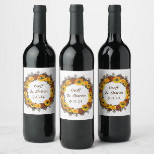 Étiquette Pour Bouteilles De Vin Vin Favoriser Fleurs Personnalisées Timbre