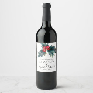 Étiquette Pour Bouteilles De Vin Vin Mariage Festive Holly Christmas