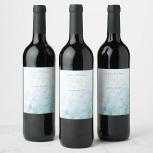 Étiquette Pour Bouteilles De Vin Vin mariage floral Hydrangea personnalisé