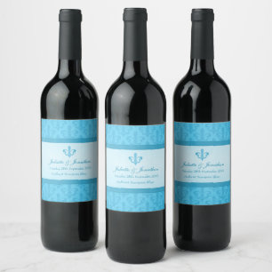 Étiquette Pour Bouteilles De Vin Vin mariage personnalisé étiquette fleur de lis bl