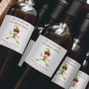 Étiquette Pour Bouteilles De Vin Vin Paires bien avec des parents difficiles Drôle