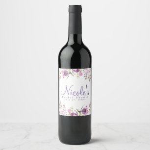 Étiquette Pour Bouteilles De Vin Vin personnalisé mariage floral lilas lavande pour