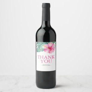 Étiquette Pour Bouteilles De Vin Vin rose Tropical Étiquette Merci