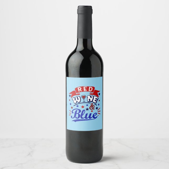 Étiquette Pour Bouteilles De Vin Vin rouge et bleu (Devant)