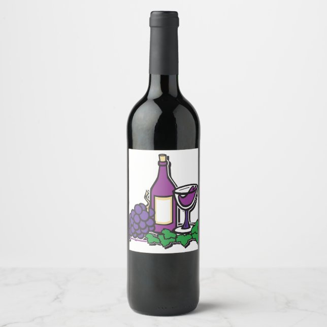 Étiquette Pour Bouteilles De Vin Vin rouge et raisins (Devant)