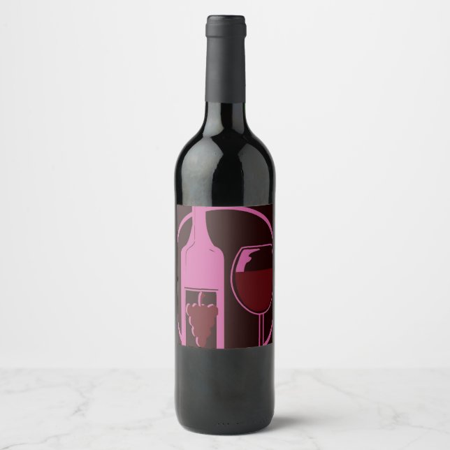 Étiquette Pour Bouteilles De Vin Vin rouge et raisins (Devant)
