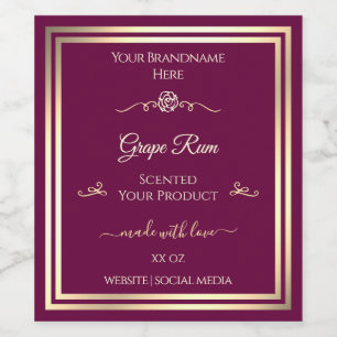 Étiquette Pour Bouteilles De Vin Vin Rouge Étiquette Gold Frame et Rose Vintage
