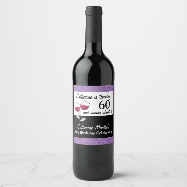 Étiquette Pour Bouteilles De Vin Vin rouge, fête des 60 ans (Devant)