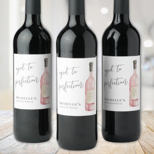 Étiquette Pour Bouteilles De Vin Vin Simple Vieilli À La Perfection Anniversaire
