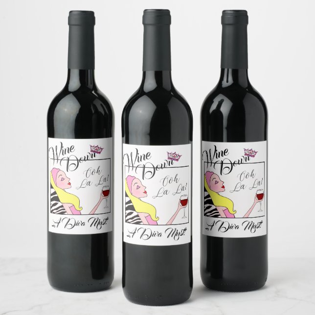 Étiquette Pour Bouteilles De Vin "Vin vers le bas" DIVA (Bouteilles)