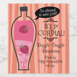 Étiquette Pour Bouteilles De Vin Vin vinaigre de framboise rétro cordial maison