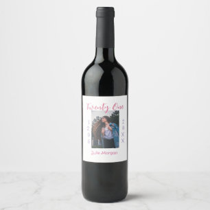 Étiquette Pour Bouteilles De Vin vingt et un ans photo anniversaire rose violet fil