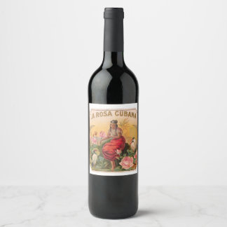 Étiquette Pour Bouteilles De Vin Vino botella La Rosa Cubana Diseño Vintage Cuba