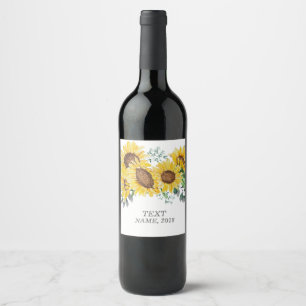 Étiquette Pour Bouteilles De Vin VINS ÉTIQUETTE - tournesol à fleurs de boho