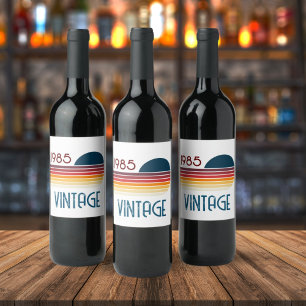 Étiquette Pour Bouteilles De Vin Vintage 1985 Retro Stripe Sun