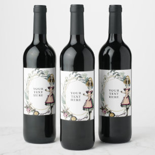 Étiquette Pour Bouteilles De Vin Vintage Alice au pays des merveilles