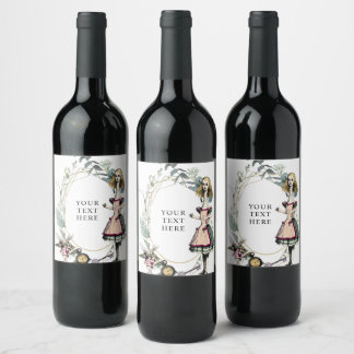 Étiquette Pour Bouteilles De Vin Vintage Alice au pays des merveilles