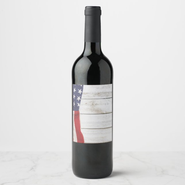 Étiquette Pour Bouteilles De Vin Vintage American Flag (Devant)