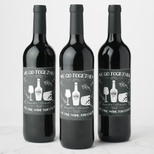 Étiquette Pour Bouteilles De Vin Vintage Chalkboard Nous Ensemble Typographie