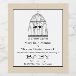 Étiquette Pour Bouteilles De Vin Vintage Coeur Birdcage bébé Date d'échéance Faire-