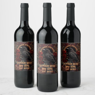 Étiquette Pour Bouteilles De Vin Vintage gothique foncé beauté Corbeau corbeau corb