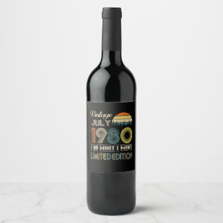 Étiquette Pour Bouteilles De Vin Vintage juillet 1980 Ce que je veux édition limité