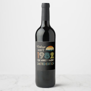 Étiquette Pour Bouteilles De Vin Vintage mai 1982 Ce que je veux édition limitée