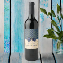 Vintage Marine Gold Damask Look Merci avec nom