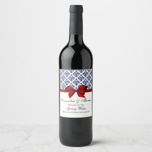 Étiquette Pour Bouteilles De Vin Vintage Navy Whats Damask Red H Wine Bottle Étique