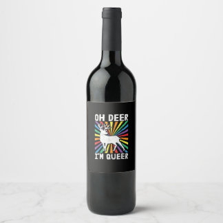 Étiquette Pour Bouteilles De Vin Vintage Oh Deer Je Suis Queer Fierté LGBT Gay Lesb