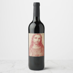 Étiquette Pour Bouteilles De Vin Vintage Sacré Coeur de Jésus Messe latine