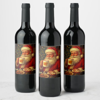 Étiquette Pour Bouteilles De Vin Vintage Santa Christmas Wine Bottle Label