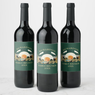 Étiquette Pour Bouteilles De Vin Vintage Sunset Forest Green Family Réunion