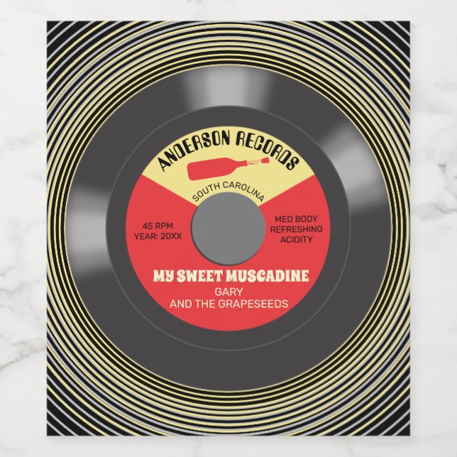 Étiquette Pour Bouteilles De Vin Vinyl record unique personnalisée maison (Étiquettes simples)