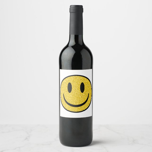 Étiquette Pour Bouteilles De Vin Visage de sourire parties scintillant (Devant)