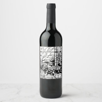 Étiquette Pour Bouteilles De Vin Vitrail de jardin