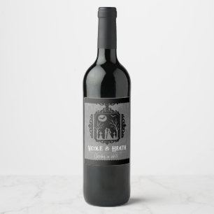 Étiquette Pour Bouteilles De Vin Vœux de cimetière Mariage gothique noir et gris