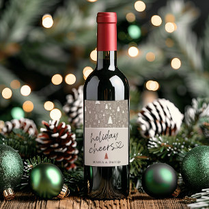Étiquette Pour Bouteilles De Vin Vœux de fêtes modernes Calligraphie Personnalisée