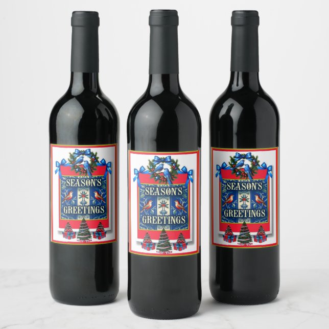 ÉTIQUETTE POUR BOUTEILLES DE VIN VOEUX DE LA SAISON (Bouteilles)