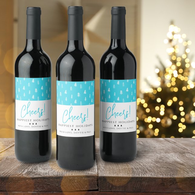 Étiquette Pour Bouteilles De Vin Vœux de vacances modernes (Modern Holiday Cheers Wine Label)